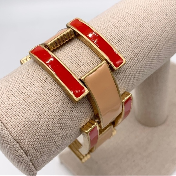J. Crew Jewelry - J. Crew Vintage Red & Peach Enamel Gold Bracelet
